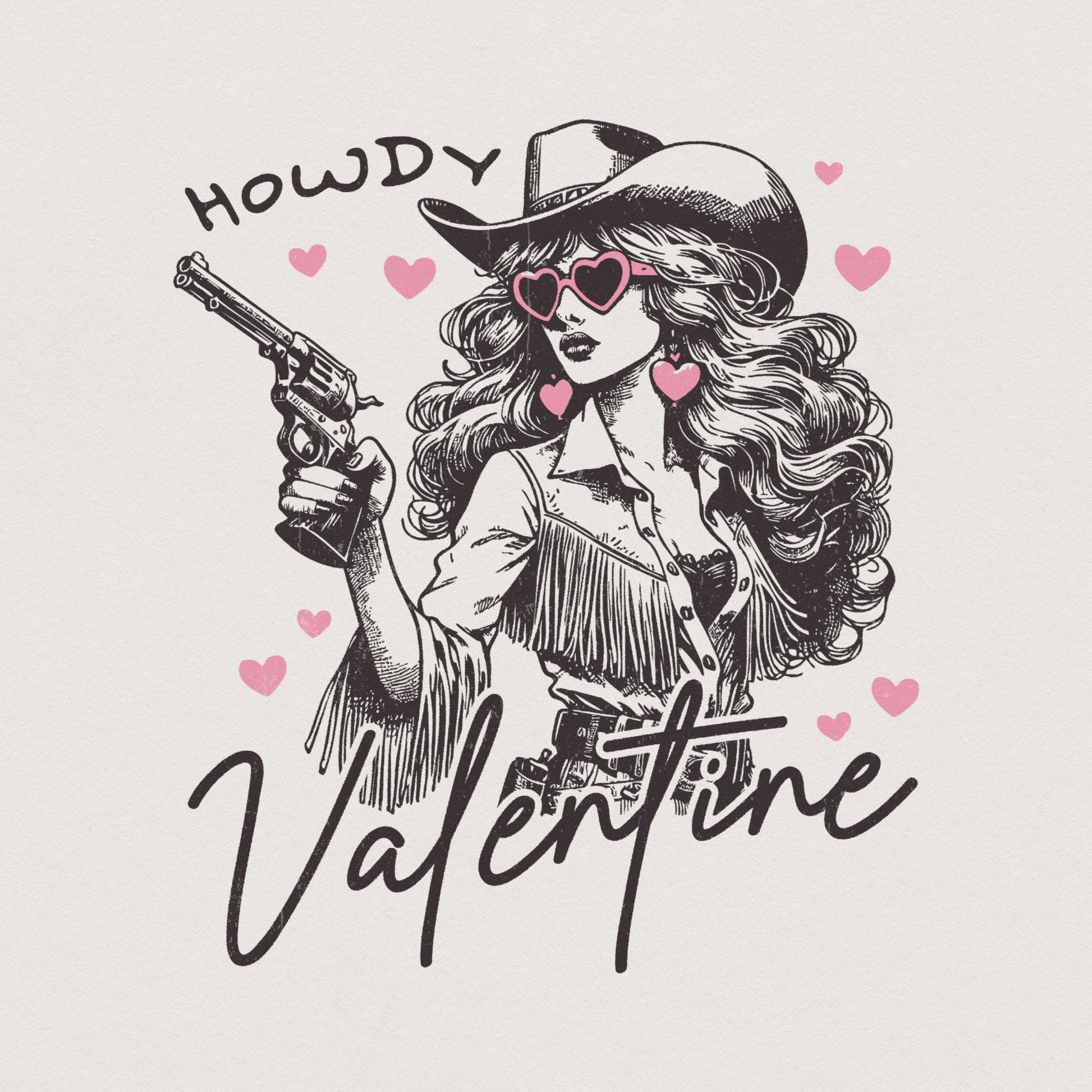 Howdy Valentine Png, Retro Valentine Png - 300 DPI Design for T-Shirt