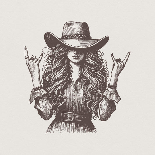Cowgirl PNG, Sublimation Design - 300 DPI Design for T-Shirt