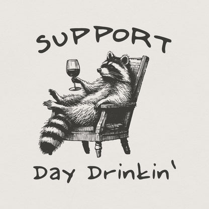 Raccoon with Wine, Day Drinking Art PNG - 300 DPI Design for T-Shirt
