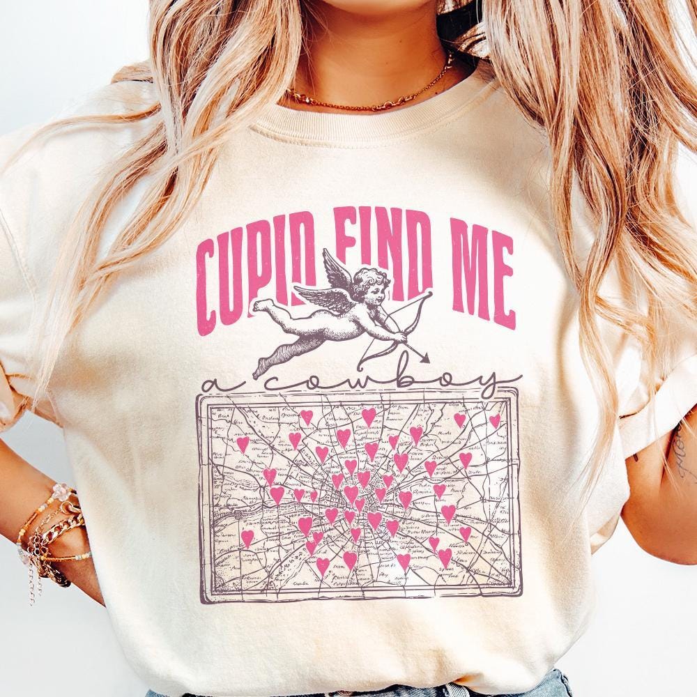 Cupid Find Me a Cowboy PNG, Western Valentine Sublimation - 300 DPI