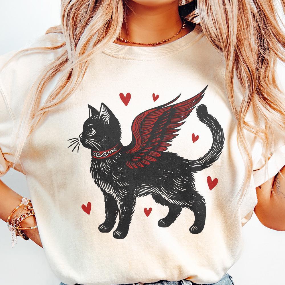 Valentine Black Cat Png, Valentines Day Png - 300 DPI Design for T-Shirt