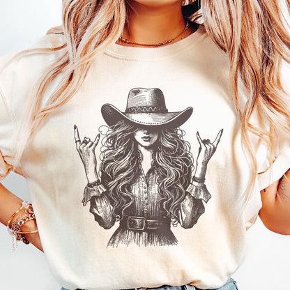Cowgirl PNG, Sublimation Design - 300 DPI Design for T-Shirt