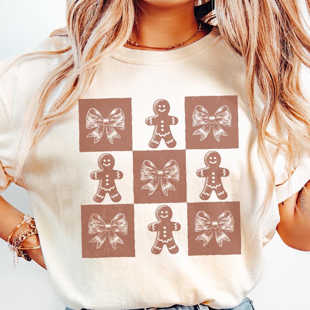 Retro Checkered Gingerbread Man PNG, Cute Christmas PNG - 300 DPI Design