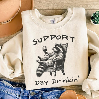 Raccoon with Wine, Day Drinking Art PNG - 300 DPI Design for T-Shirt