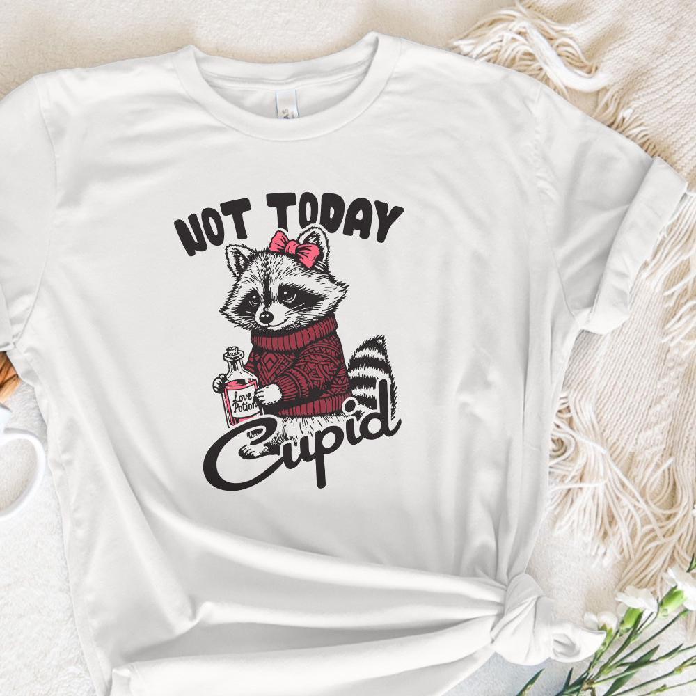 Not Today Cupid Funny Raccoon PNG, Valentine's Day Sublimation Design -