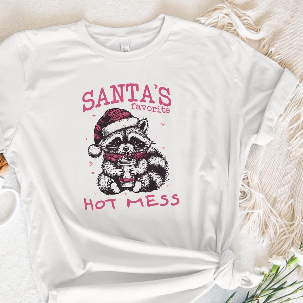 Santa's Hot Mess PNG, Funny Christmas Raccoon - 300 DPI Design for T-Shirt