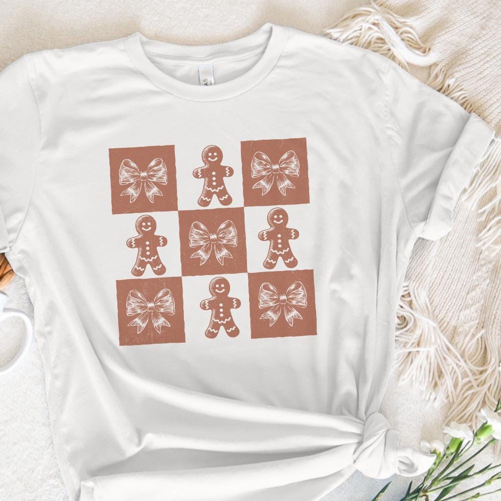 Retro Checkered Gingerbread Man PNG, Cute Christmas PNG - 300 DPI Design