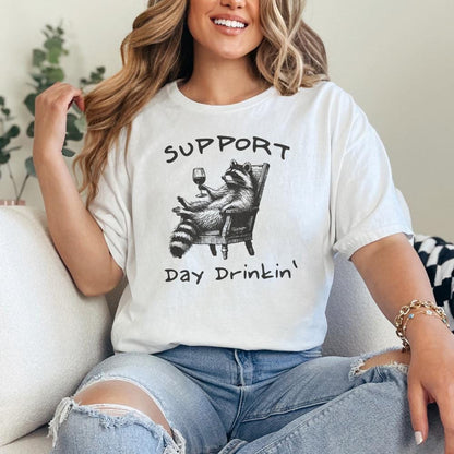 Raccoon with Wine, Day Drinking Art PNG - 300 DPI Design for T-Shirt