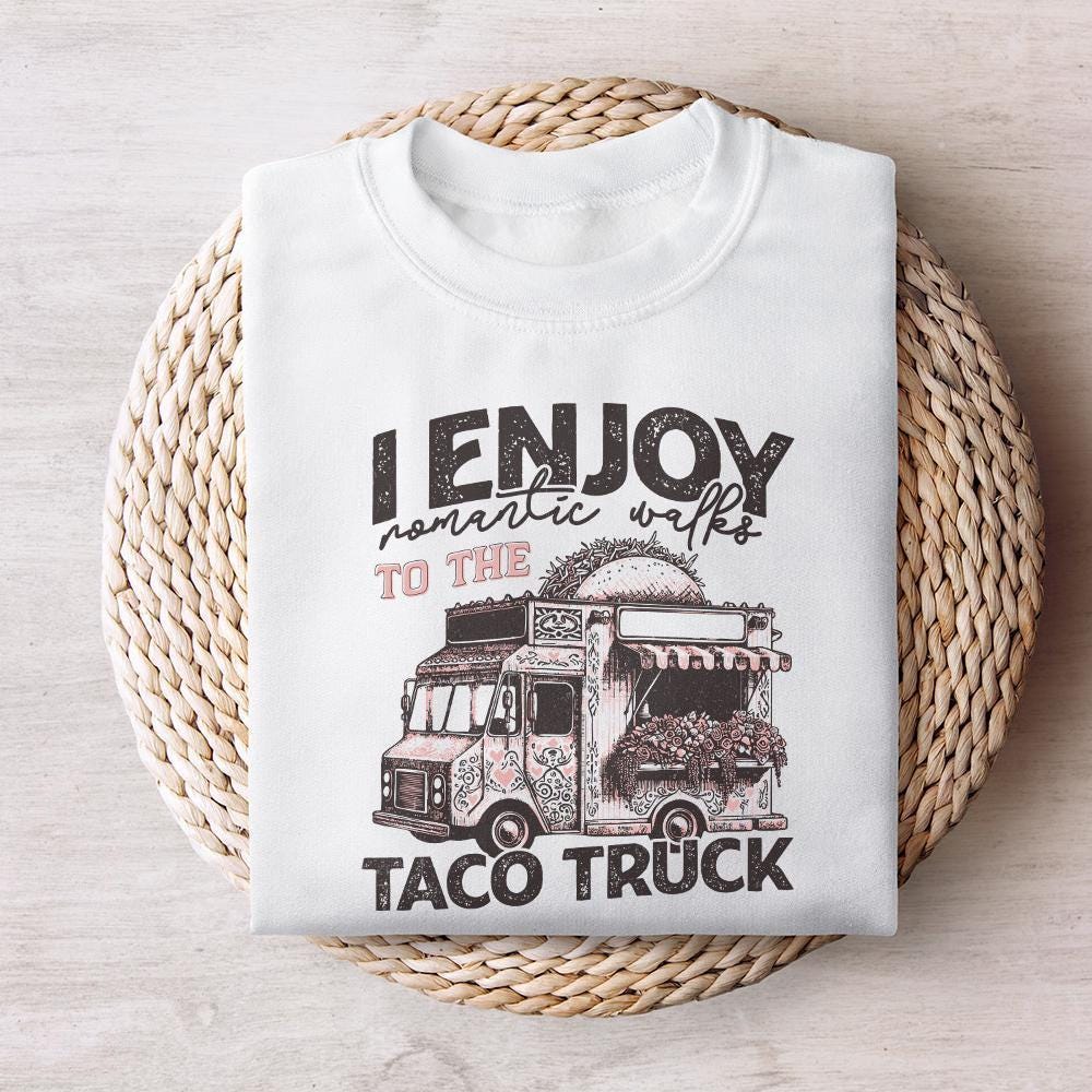 Romantic Walks to Taco Truck PNG, Valentines Day PNG - 300 DPI Design for