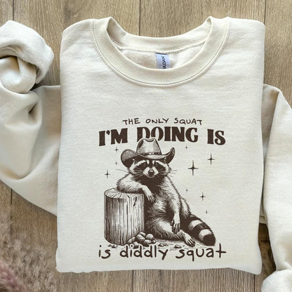 The Only Squat I'm Doing PNG, Funny Cowboy Raccoon - 300 DPI Design for