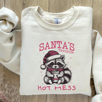 Santa's Hot Mess PNG, Funny Christmas Raccoon - 300 DPI Design for T-Shirt