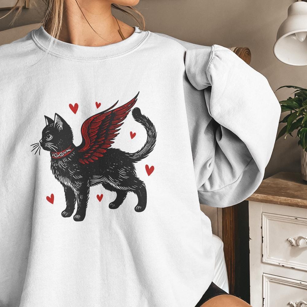 Valentine Black Cat Png, Valentines Day Png - 300 DPI Design for T-Shirt