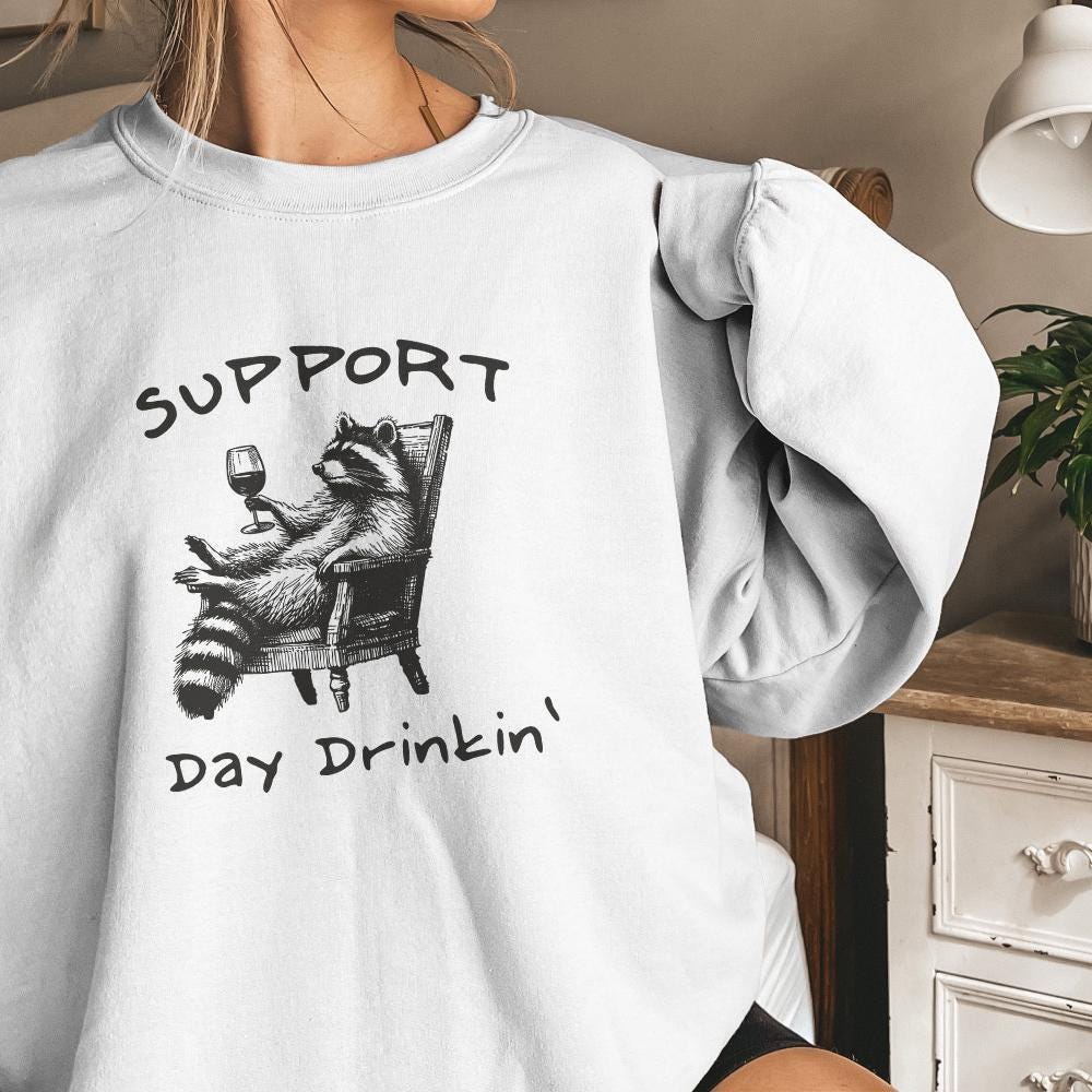 Raccoon with Wine, Day Drinking Art PNG - 300 DPI Design for T-Shirt