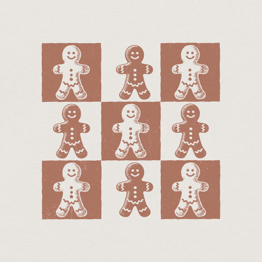 Retro Checkered Gingerbread Man PNG, Cute Christmas Png - 300 DPI Design