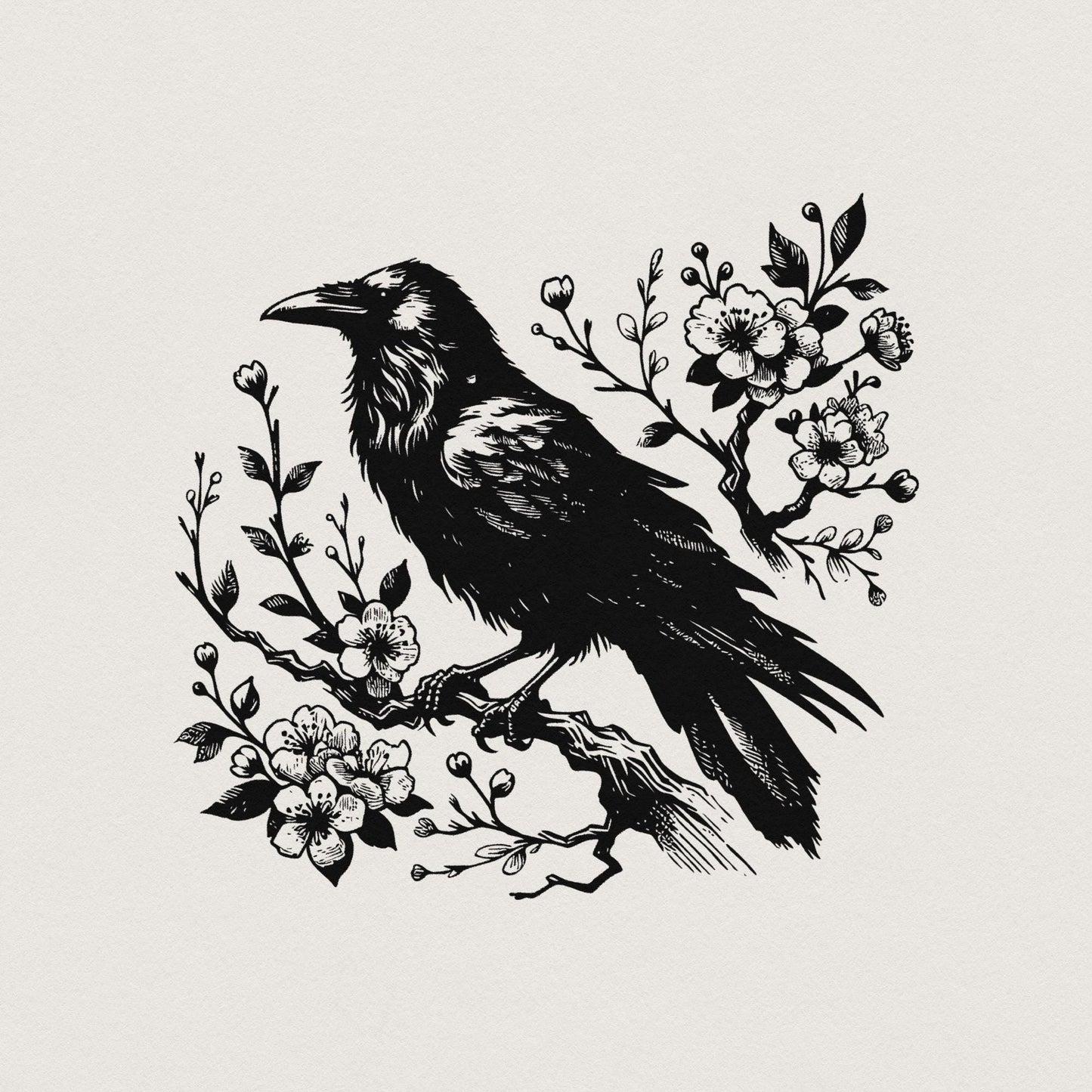 Raven Clipart PNG, Gothic Art Illustration - 300 DPI Design for T-Shirt