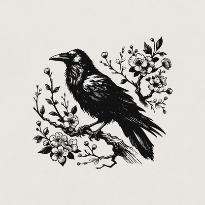 Raven Clipart PNG, Gothic Art Illustration - 300 DPI Design for T-Shirt