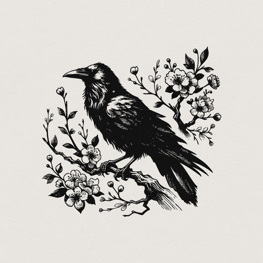 Raven Clipart PNG, Gothic Art Illustration - 300 DPI Design for T-Shirt