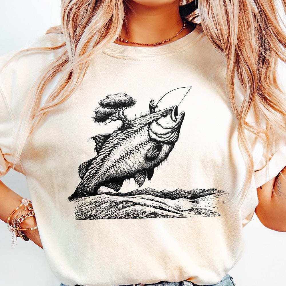 Fishing Sublimation PNG, Bass Fishing Art - 300 DPI Design for T-Shirt