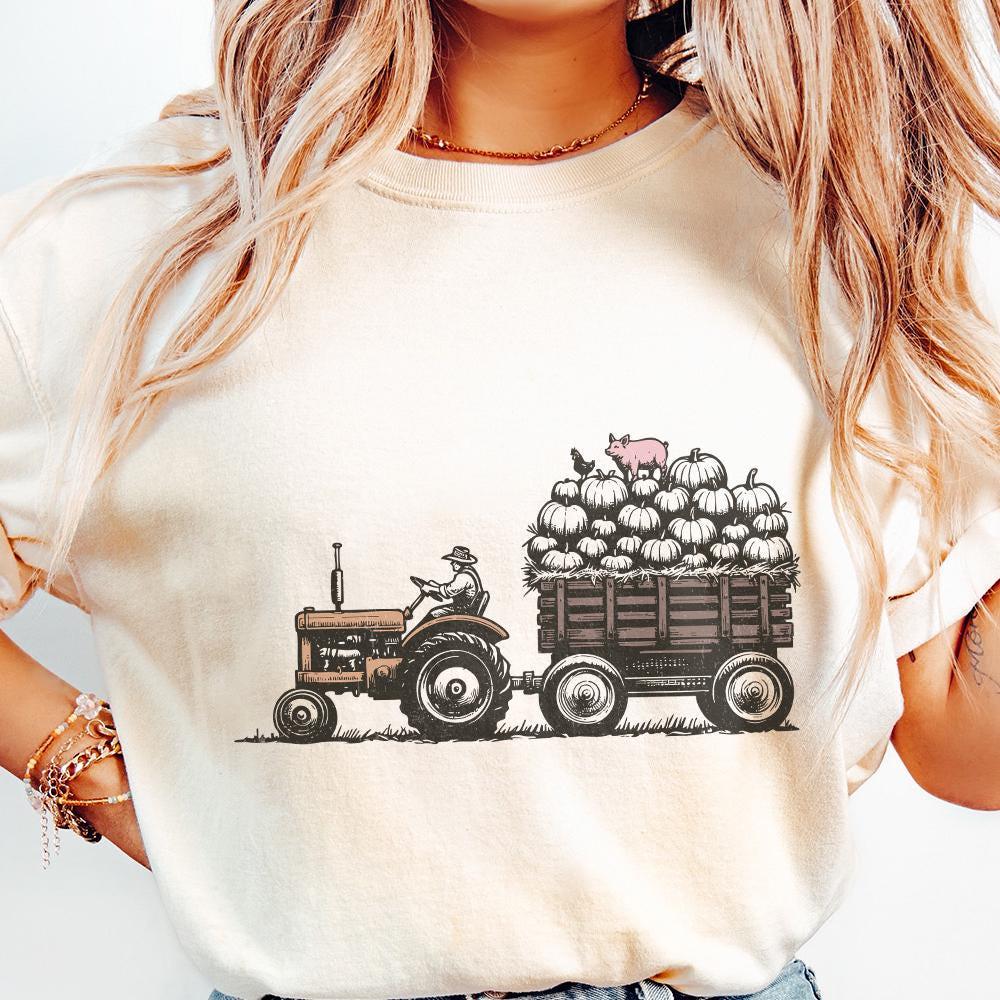 Fall Christian PNG, Tractor Design - 300 DPI Design for T-Shirt