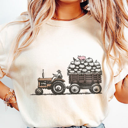 Fall Christian PNG, Tractor Design - 300 DPI Design for T-Shirt