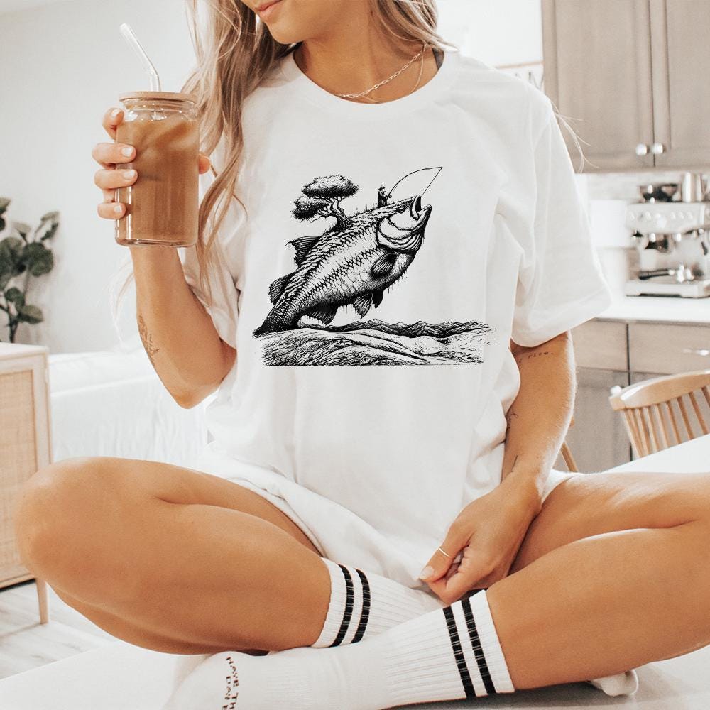 Fishing Sublimation PNG, Bass Fishing Art - 300 DPI Design for T-Shirt