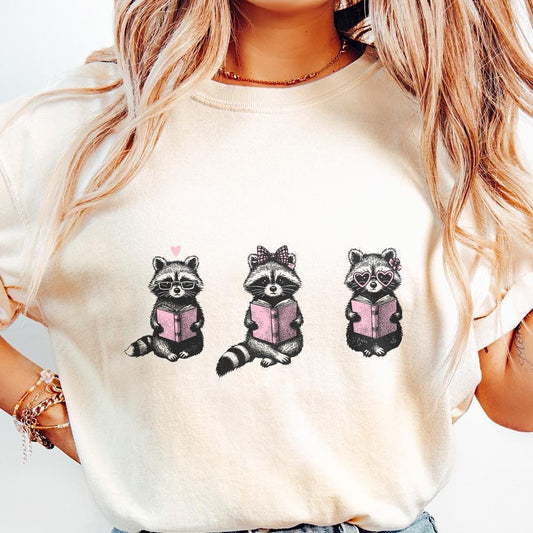 Book Lover PNG, Reading Raccoon PNG - 300 DPI Design for T-Shirt