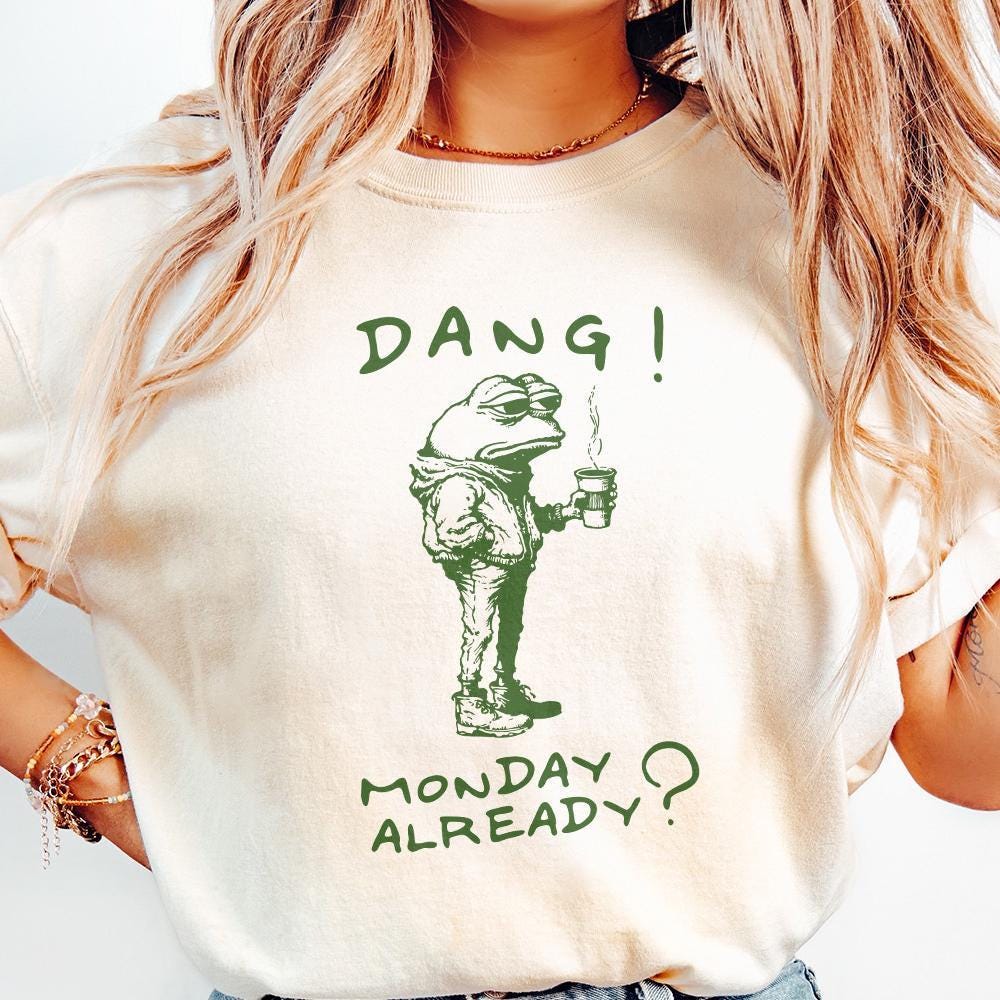 Dang Monday Already PNG, Tired Office Frog - 300 DPI Design for T-Shirt
