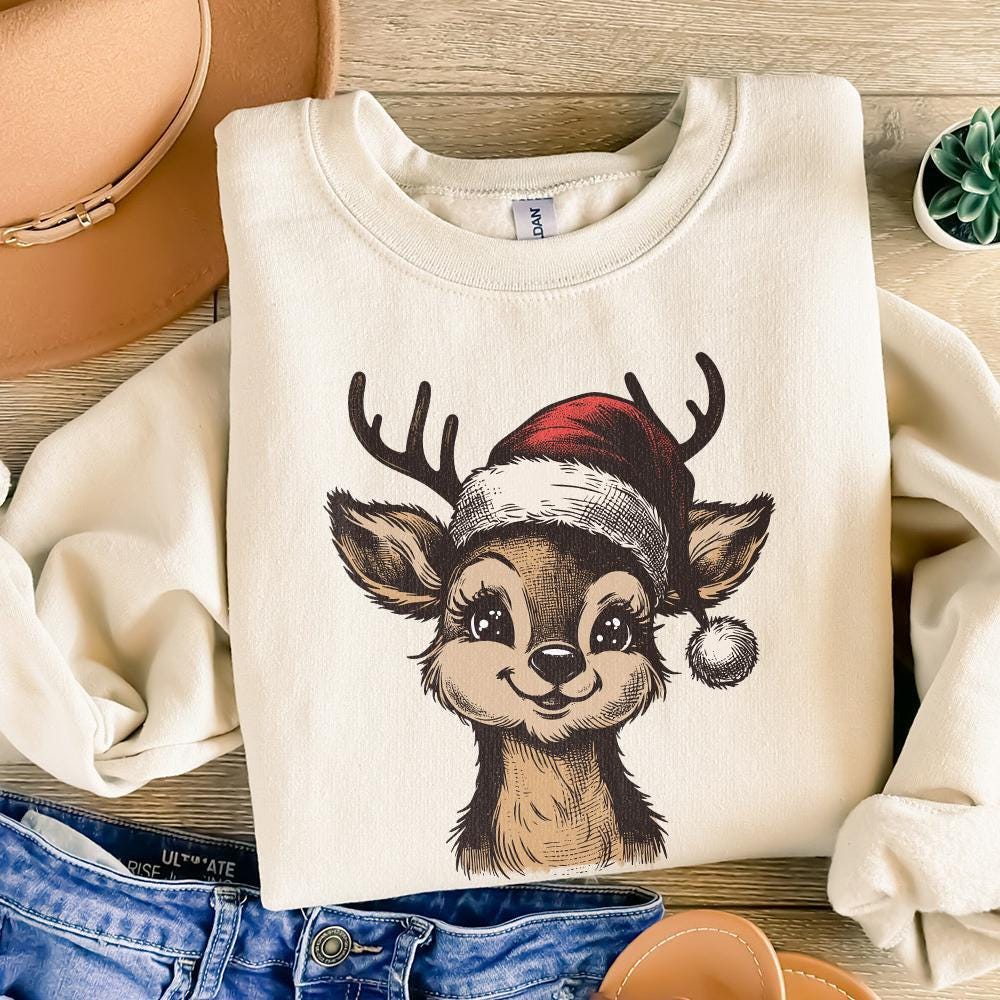 Christmas Reindeer Png, Holly Jolly Png - 300 DPI Design for T-Shirt