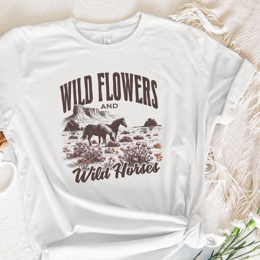 Wild Horses Wildflowers PNG, Western Country Music Sublimation - 300 DPI