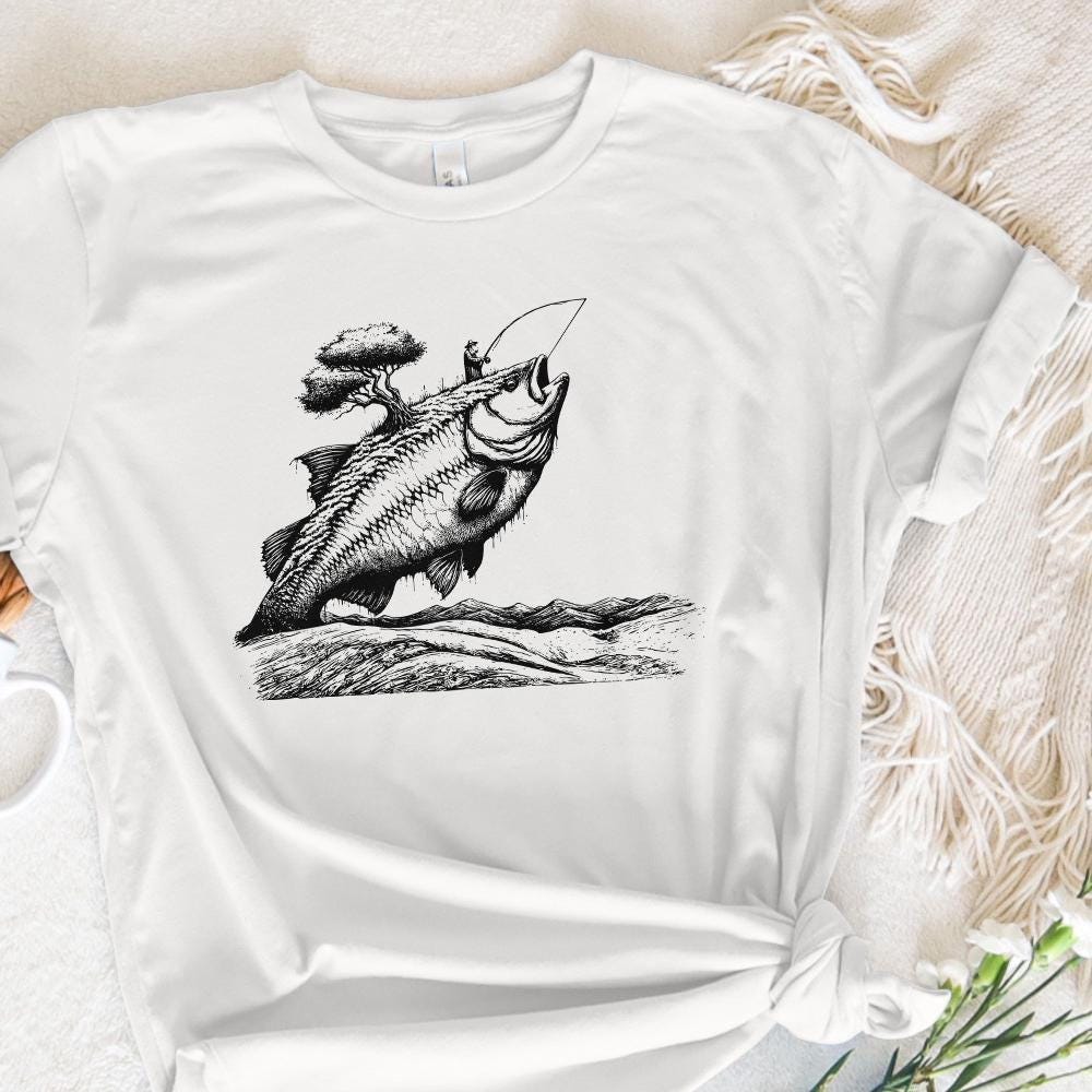Fishing Sublimation PNG, Bass Fishing Art - 300 DPI Design for T-Shirt