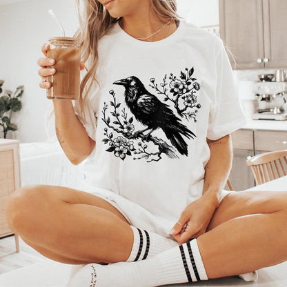 Raven Clipart PNG, Gothic Art Illustration - 300 DPI Design for T-Shirt