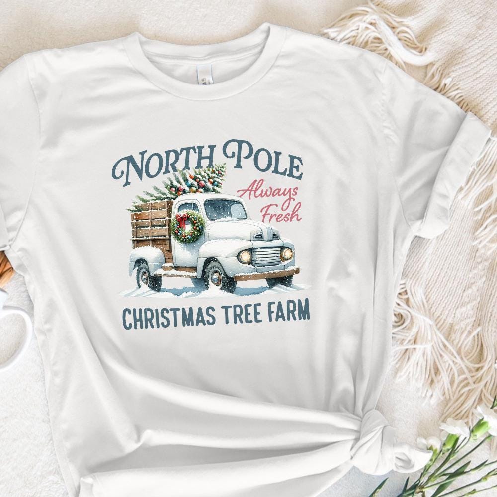 North Pole Sublimation PNG, Christmas Tree Png - 300 DPI Design for T-Shirt