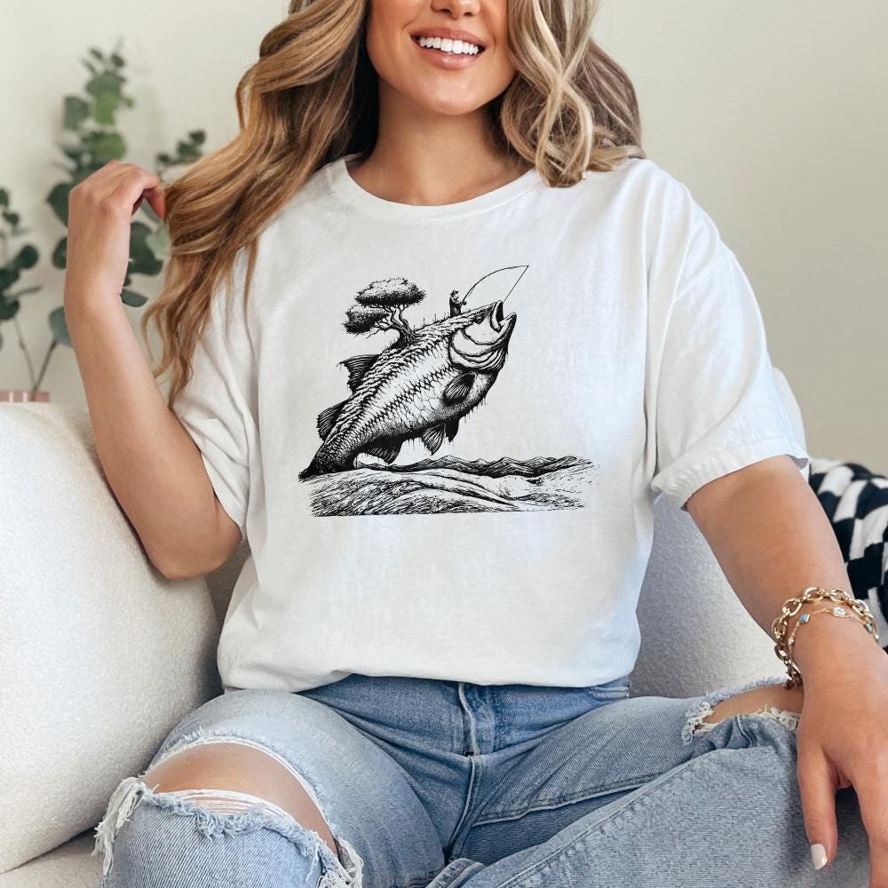 Fishing Sublimation PNG, Bass Fishing Art - 300 DPI Design for T-Shirt