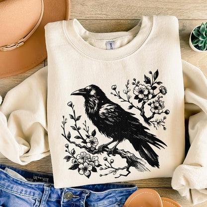 Raven Clipart PNG, Gothic Art Illustration - 300 DPI Design for T-Shirt