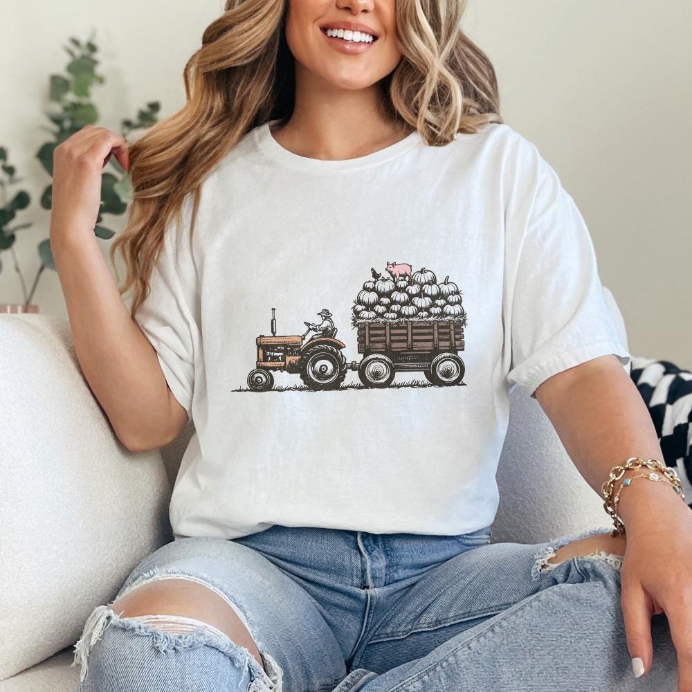 Fall Christian PNG, Tractor Design - 300 DPI Design for T-Shirt