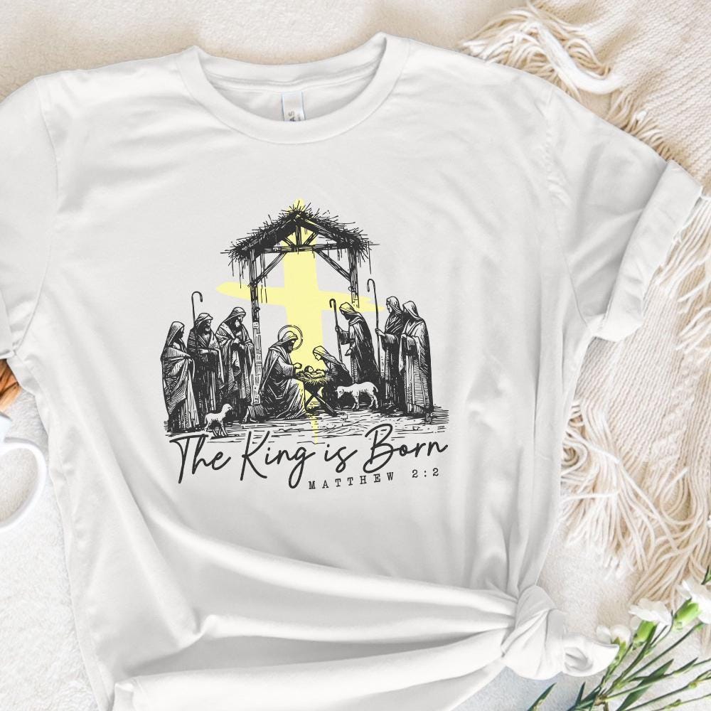 The King is Born PNG. Retro Religious Christmas PNG, Jesus Is the Reason