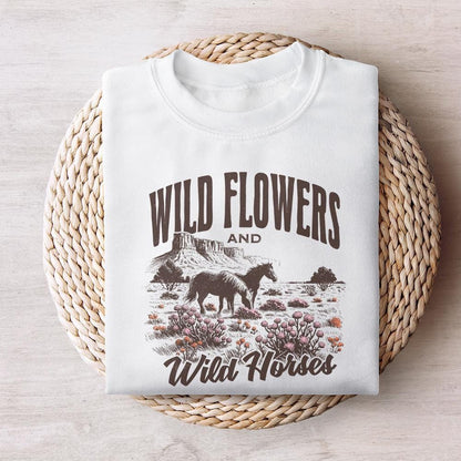 Wild Horses Wildflowers PNG, Western Country Music Sublimation - 300 DPI