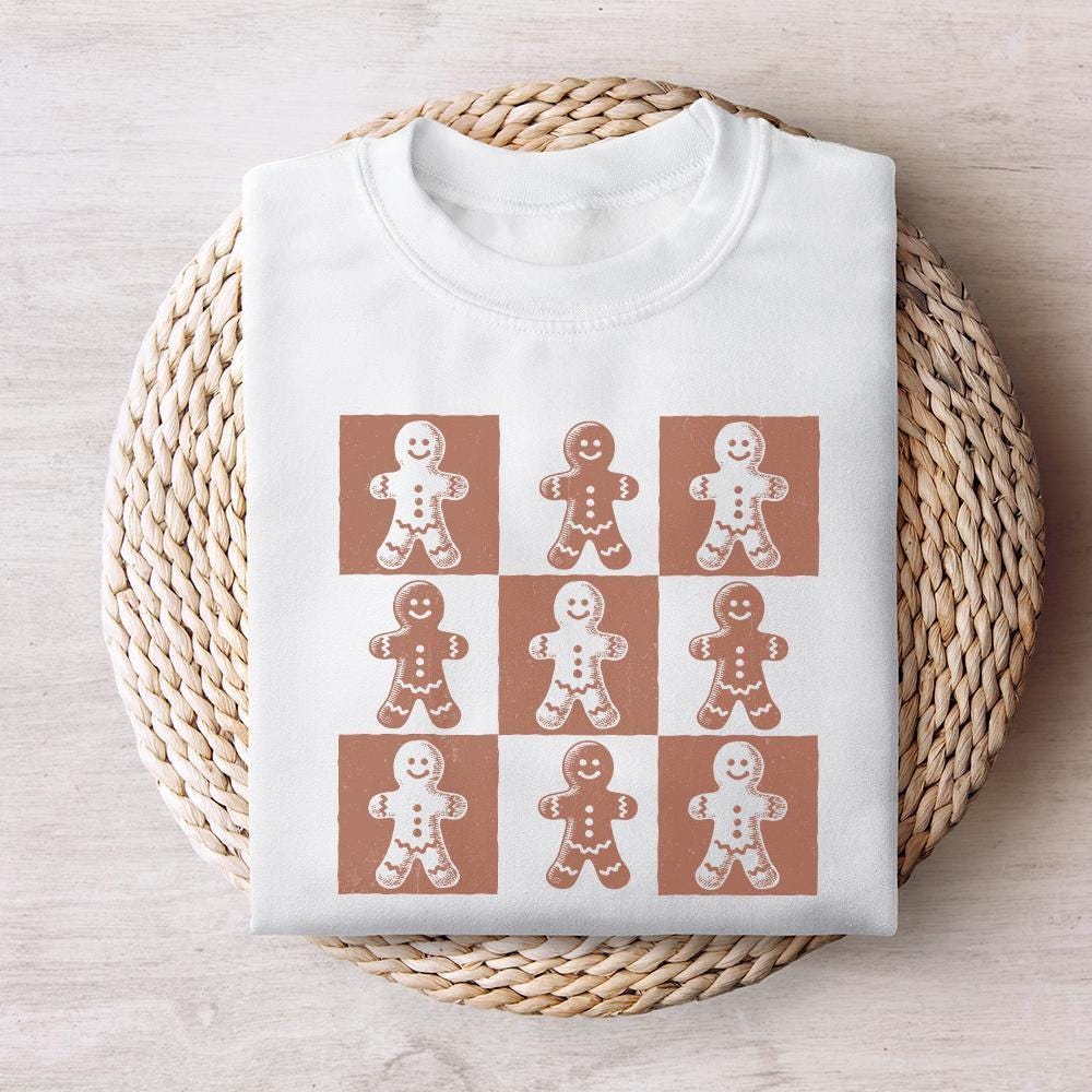 Retro Checkered Gingerbread Man PNG, Cute Christmas Png - 300 DPI Design