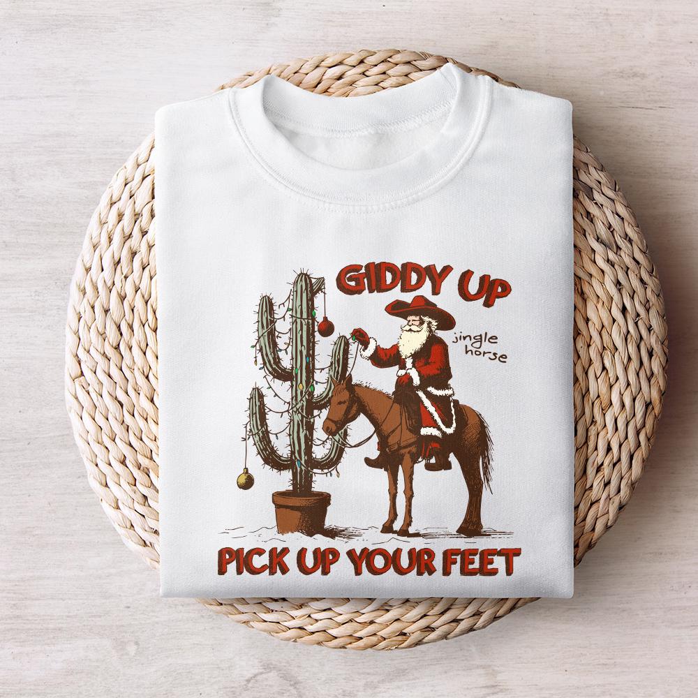Giddy Up Jingle Horse PNG Digital Download, Western Christmas Design -