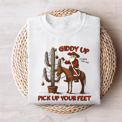 Giddy Up Jingle Horse PNG Digital Download, Western Christmas Design -
