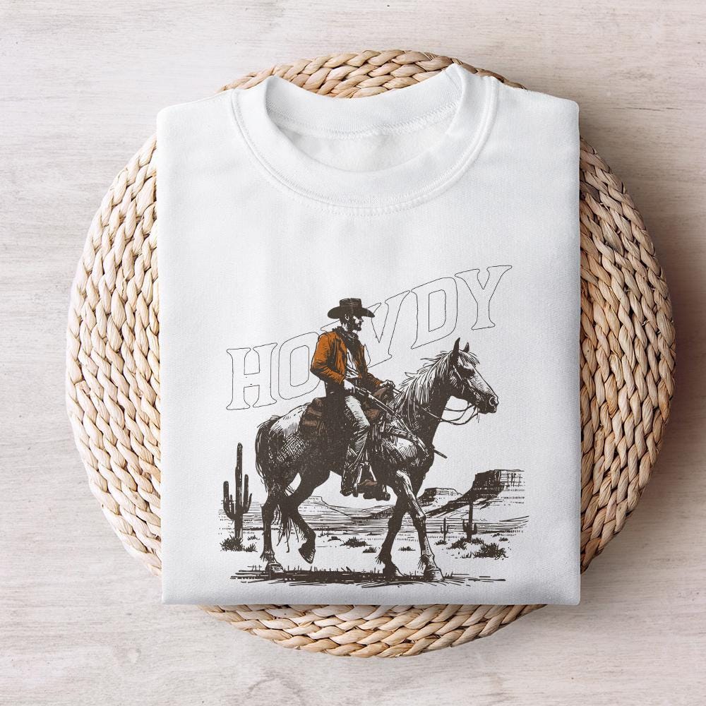 Howdy PNG, Western Sublimation Design - 300 DPI Design for T-Shirt