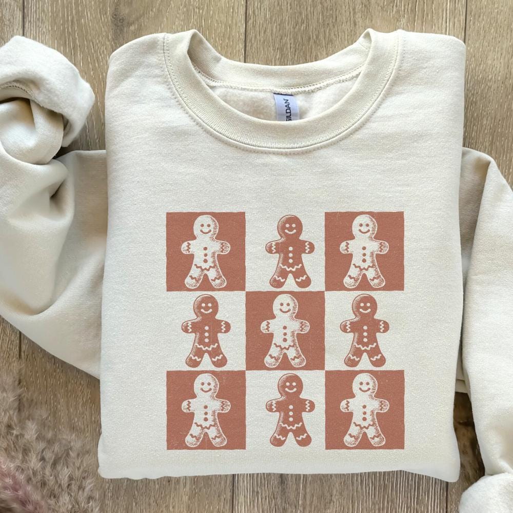 Retro Checkered Gingerbread Man PNG, Cute Christmas Png - 300 DPI Design