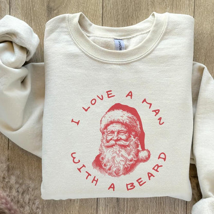 I Love A Man With A Beard PNG, Christmas PNG - 300 DPI Design for T-Shirt