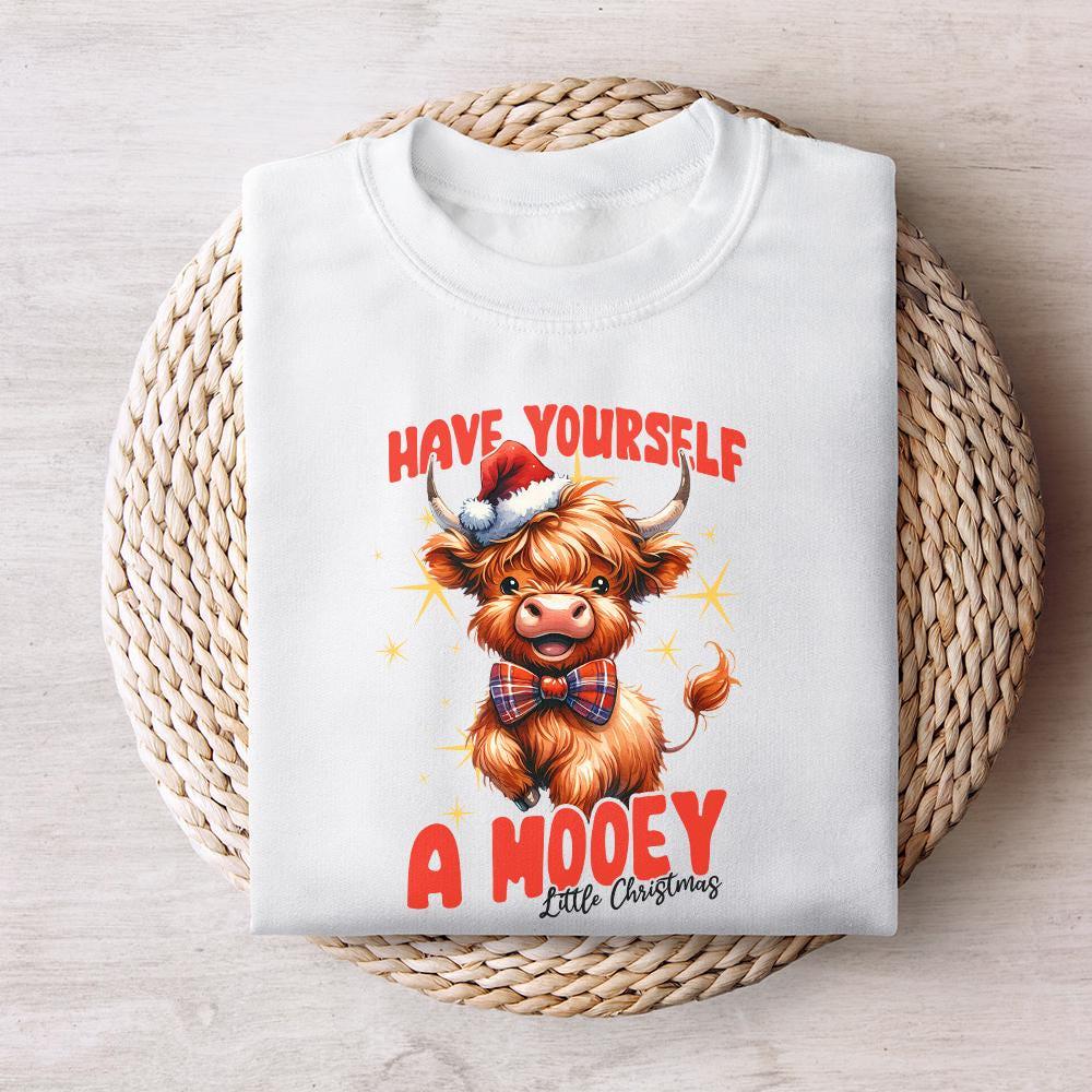 Highland Mooey Christmas PNG, Western Christmas PNG - 300 DPI Design for