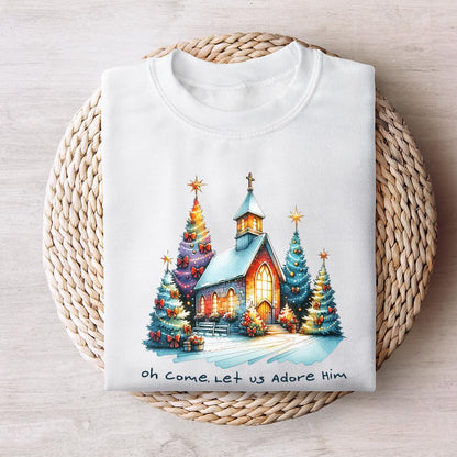 Oh Come Let Us Adore Him Png, Jesus Christmas PNG - 300 DPI Design for