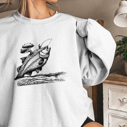 Fishing Sublimation PNG, Bass Fishing Art - 300 DPI Design for T-Shirt