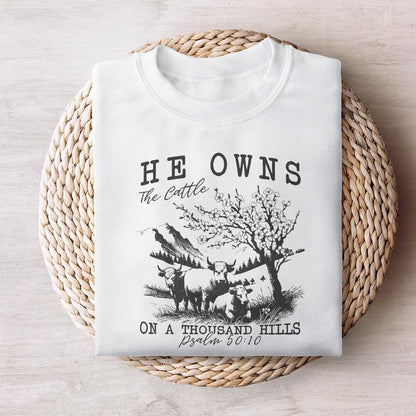 He Ownds The Cattle PNG, Christian Western - 300 DPI Design for T-Shirt