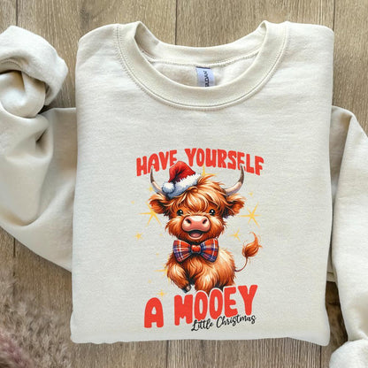 Highland Mooey Christmas PNG, Western Christmas PNG - 300 DPI Design for