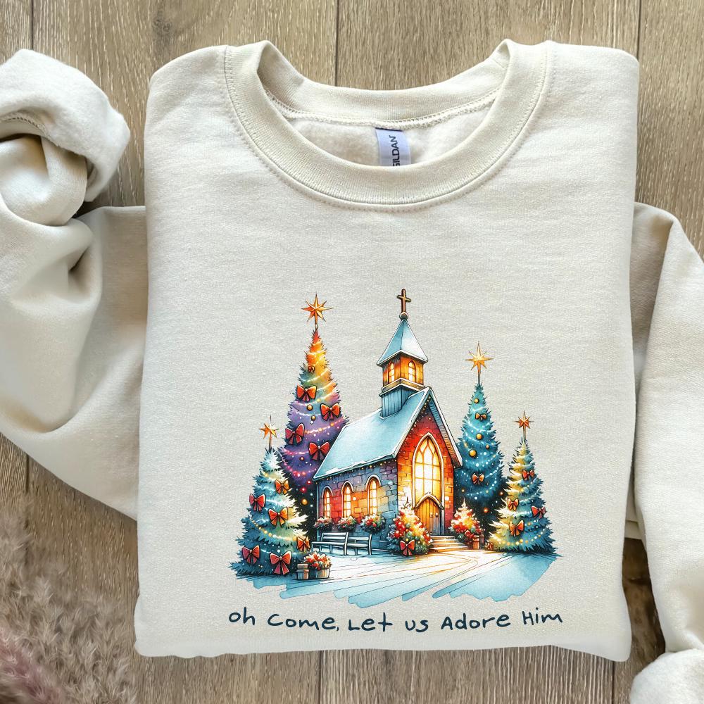 Oh Come Let Us Adore Him Png, Jesus Christmas PNG - 300 DPI Design for