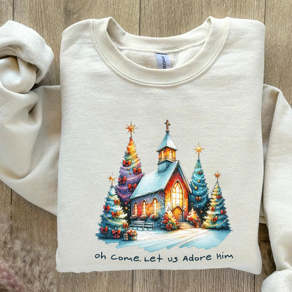 Oh Come Let Us Adore Him Png, Jesus Christmas PNG - 300 DPI Design for